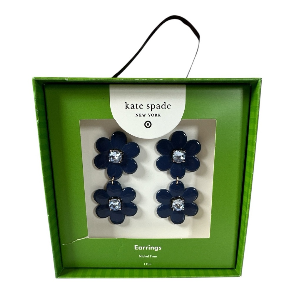 Kate Spade x Target Navy Blue Flower Earrings NWT